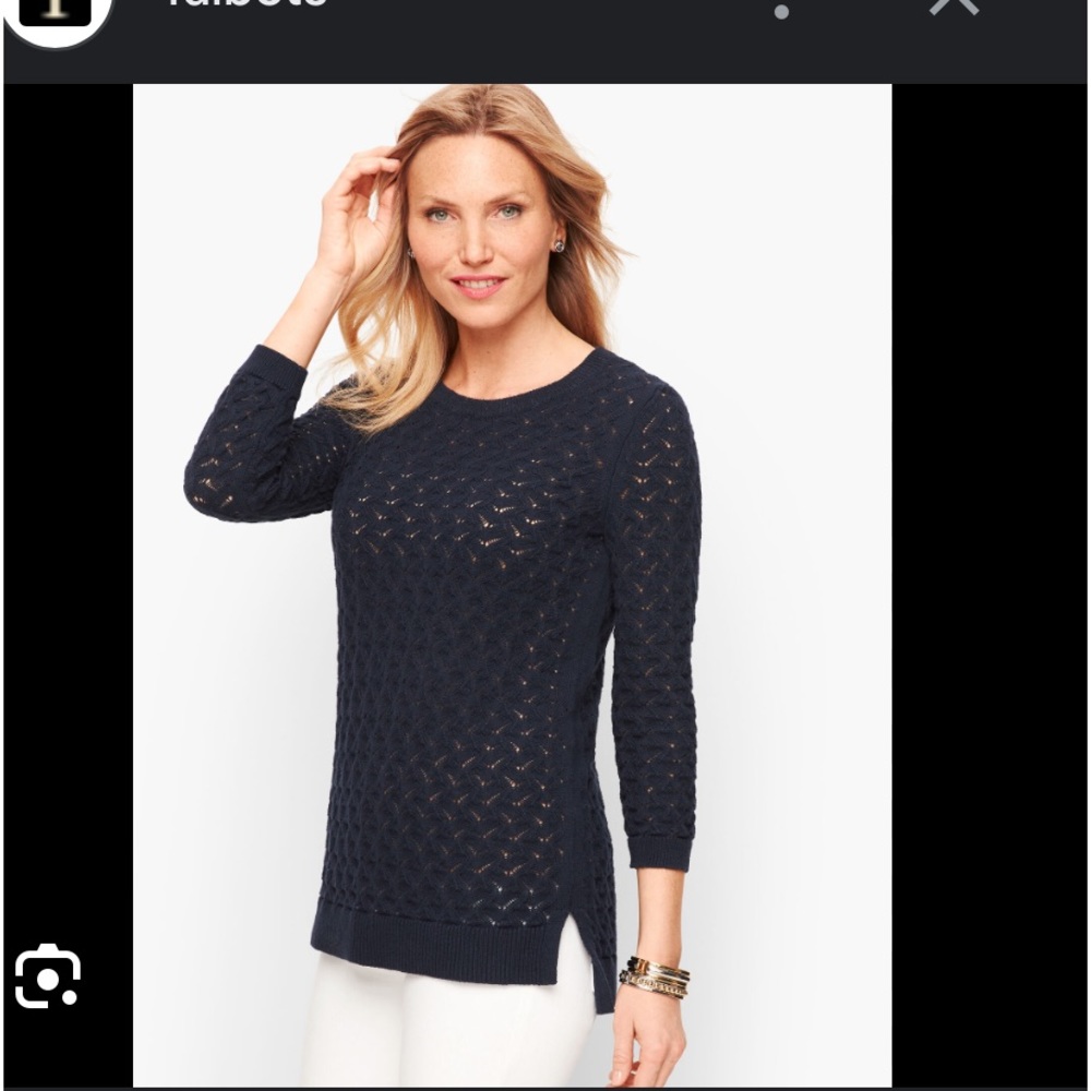 Talbots 100% linen sweater in black. Three-quarter length sleeves condition.